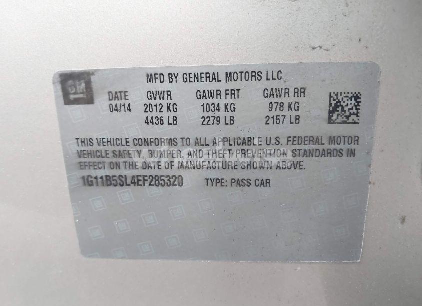 Photo 9 of 2014 Chevrolet Malibu 1LS (VIN 1G11B5SL4EF285320)