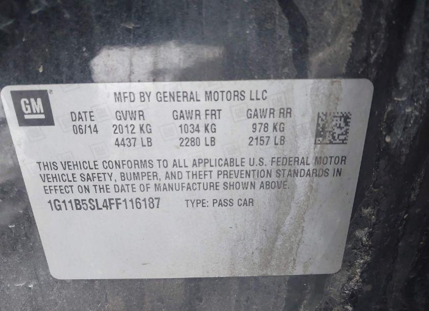 Photo 9 of 2015 Chevrolet Malibu LS (VIN 1G11B5SL4FF116187)
