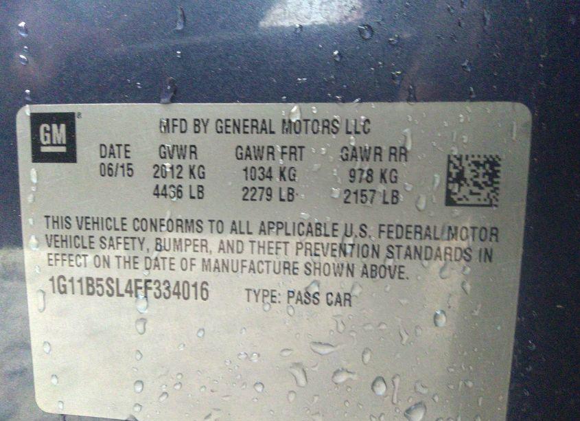 Photo 9 of 2015 Chevrolet Malibu LS (VIN 1G11B5SL4FF334016)
