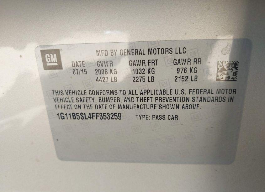 Photo 9 of 2015 Chevrolet Malibu LS (VIN 1G11B5SL4FF353259)