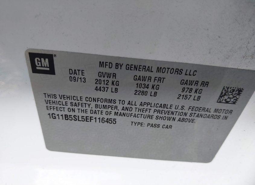 Photo 9 of 2014 Chevrolet Malibu 1LS (VIN 1G11B5SL5EF116455)