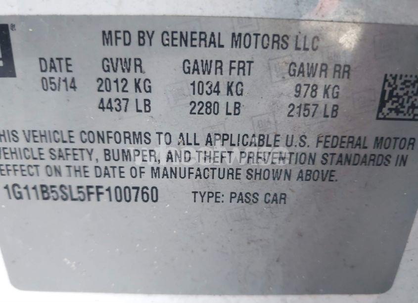 Photo 9 of 2015 Chevrolet Malibu LS (VIN 1G11B5SL5FF100760)