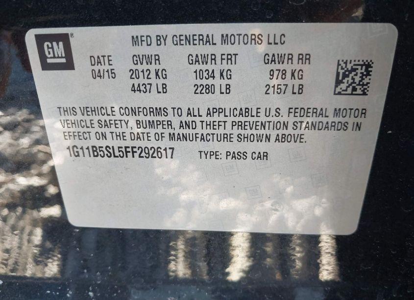 Photo 9 of 2015 Chevrolet Malibu LS (VIN 1G11B5SL5FF292617)