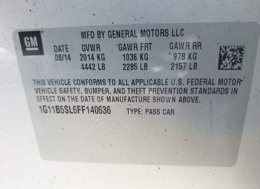 Photo 9 of 2015 Chevrolet Malibu LS (VIN 1G11B5SL6FF140636)
