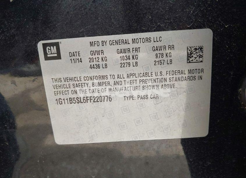 Photo 9 of 2015 Chevrolet Malibu LS (VIN 1G11B5SL6FF220776)