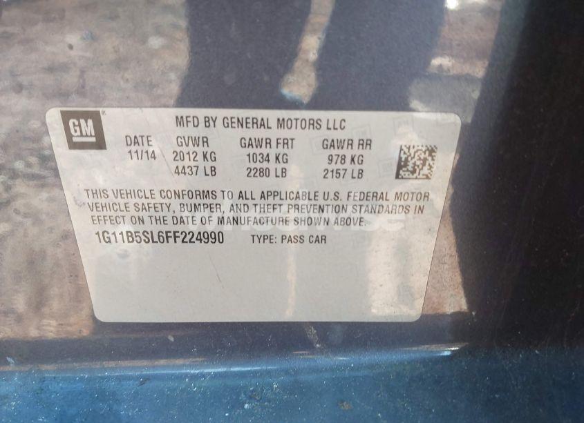 Photo 9 of 2015 Chevrolet Malibu LS (VIN 1G11B5SL6FF224990)