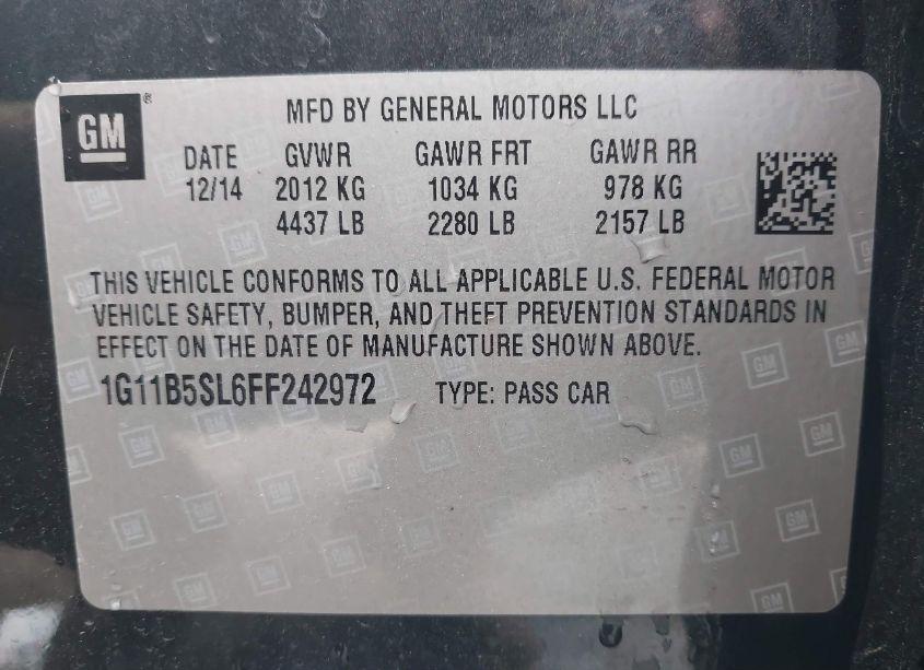 Photo 9 of 2015 Chevrolet Malibu LS (VIN 1G11B5SL6FF242972)