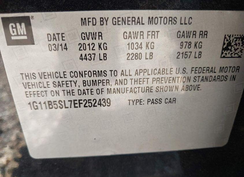 Photo 9 of 2014 Chevrolet Malibu 1LS (VIN 1G11B5SL7EF252439)