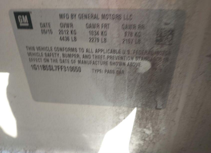 Photo 9 of 2015 Chevrolet Malibu LS (VIN 1G11B5SL7FF310650)