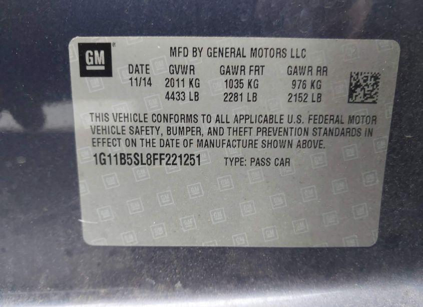 Photo 9 of 2015 Chevrolet Malibu LS (VIN 1G11B5SL8FF221251)