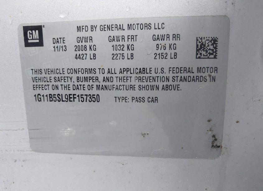 Photo 9 of 2014 Chevrolet Malibu 1LS (VIN 1G11B5SL9EF157350)