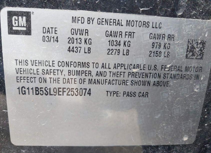 Photo 9 of 2014 Chevrolet Malibu 1LS (VIN 1G11B5SL9EF253074)