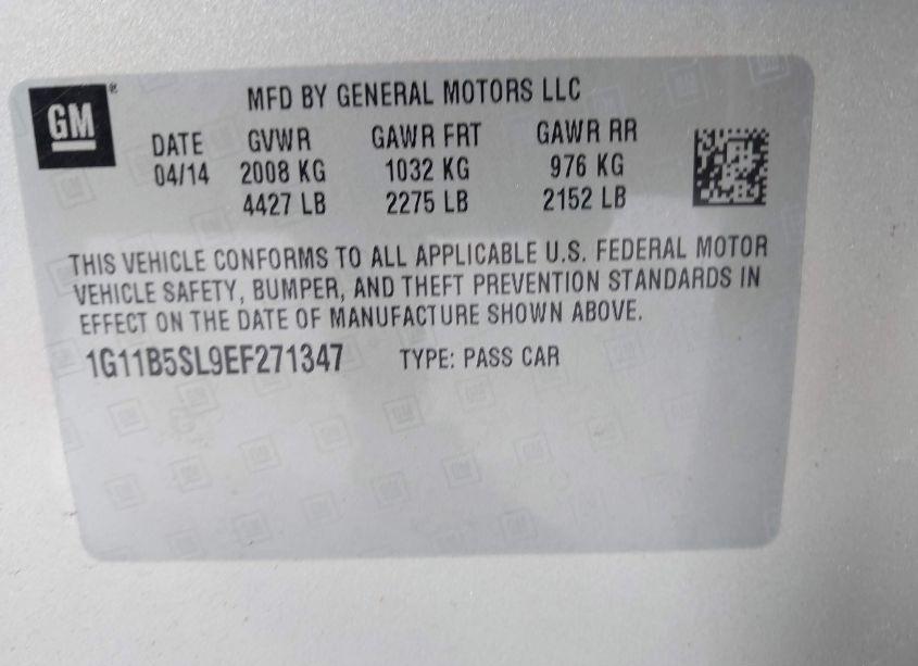 Photo 9 of 2014 Chevrolet Malibu 1LS (VIN 1G11B5SL9EF271347)