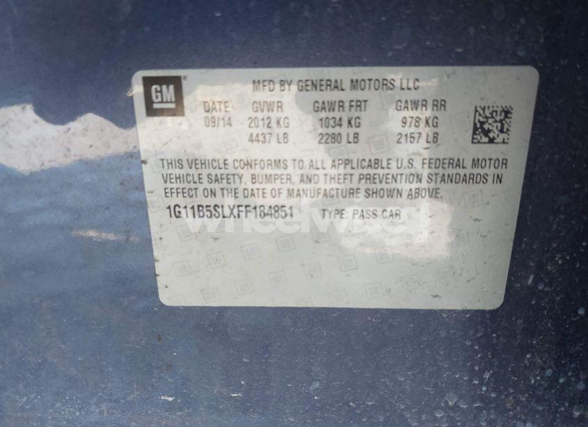 Photo 9 of 2015 Chevrolet Malibu LS (VIN 1G11B5SLXFF184851)