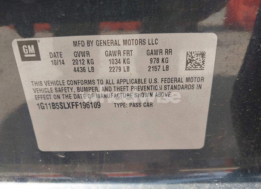 Photo 9 of 2015 Chevrolet Malibu LS (VIN 1G11B5SLXFF196109)