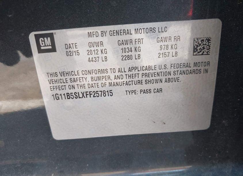 Photo 9 of 2015 Chevrolet Malibu LS (VIN 1G11B5SLXFF257815)
