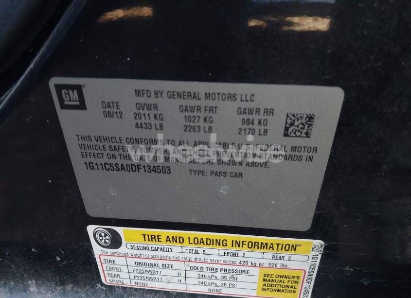 Photo 9 of 2013 Chevrolet Malibu 1LT (VIN 1G11C5SA0DF134503)