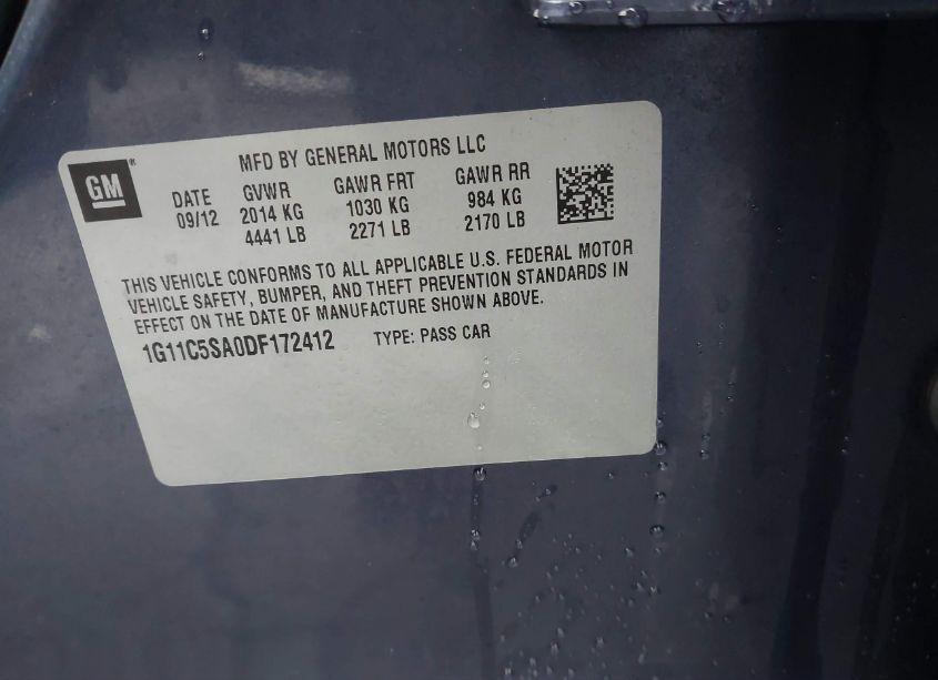 Photo 9 of 2013 Chevrolet Malibu 1LT (VIN 1G11C5SA0DF172412)