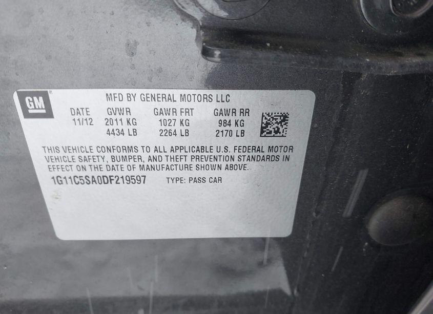 Photo 9 of 2013 Chevrolet Malibu 1LT (VIN 1G11C5SA0DF219597)