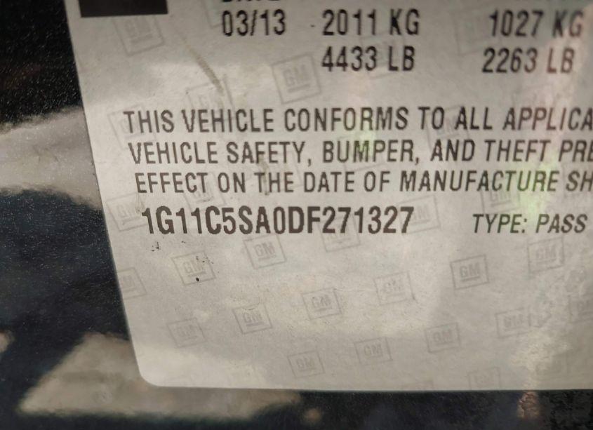 Photo 9 of 2013 Chevrolet Malibu 1LT (VIN 1G11C5SA0DF271327)