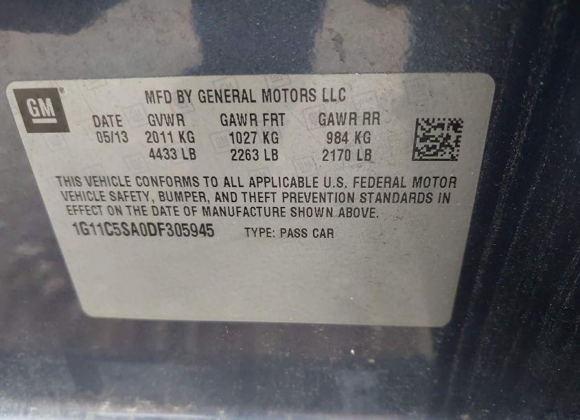 Photo 9 of 2013 Chevrolet Malibu 1LT (VIN 1G11C5SA0DF305945)