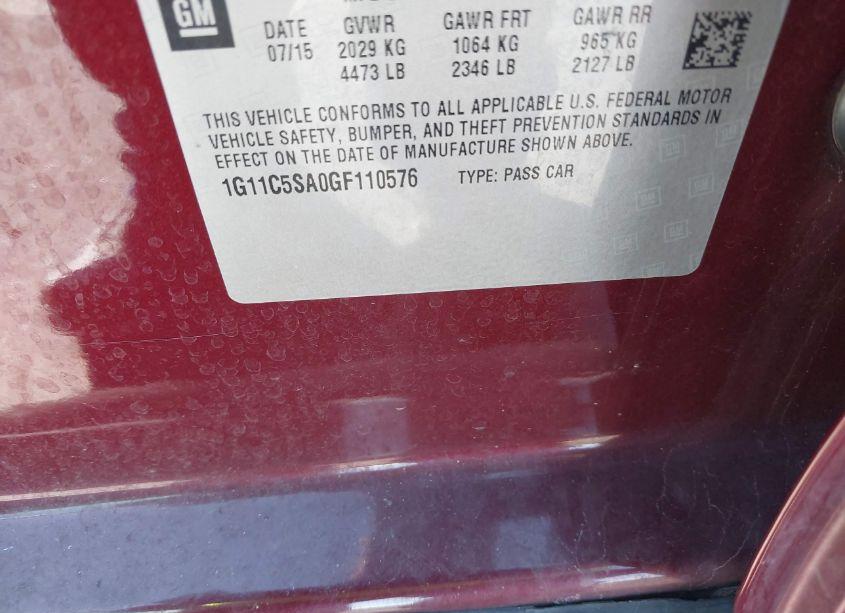 Photo 9 of 2016 Chevrolet Malibu LIMITED LT (VIN 1G11C5SA0GF110576)