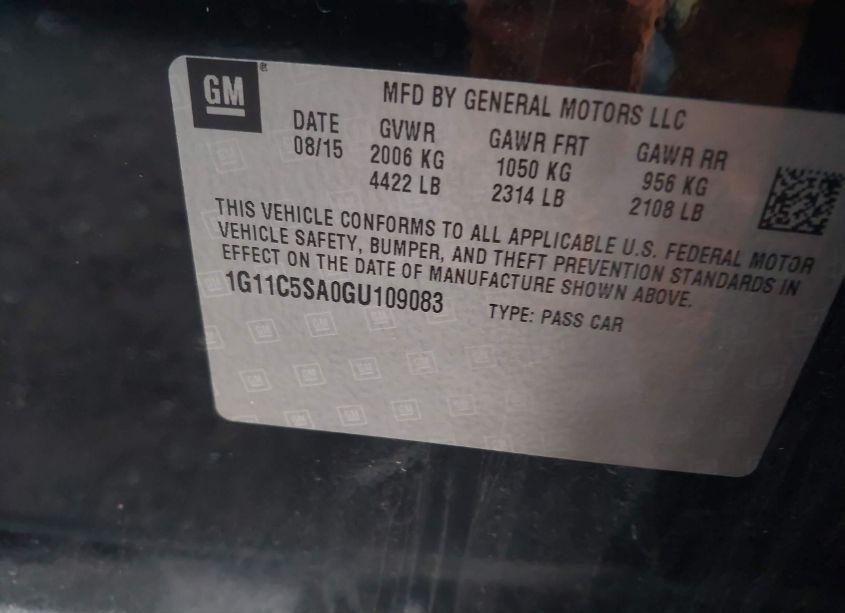 Photo 9 of 2016 Chevrolet Malibu LIMITED LT (VIN 1G11C5SA0GU109083)