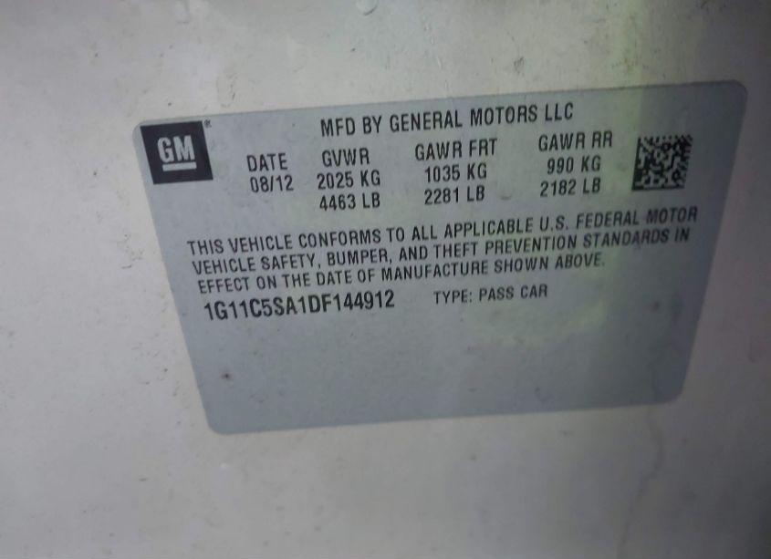 Photo 9 of 2013 Chevrolet Malibu 1LT (VIN 1G11C5SA1DF144912)