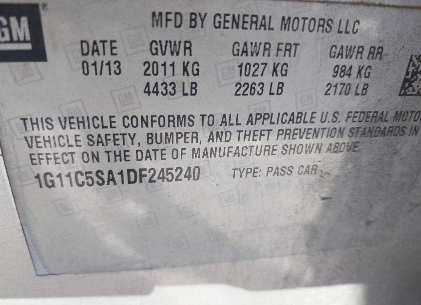 Photo 9 of 2013 Chevrolet Malibu 1LT (VIN 1G11C5SA1DF245240)