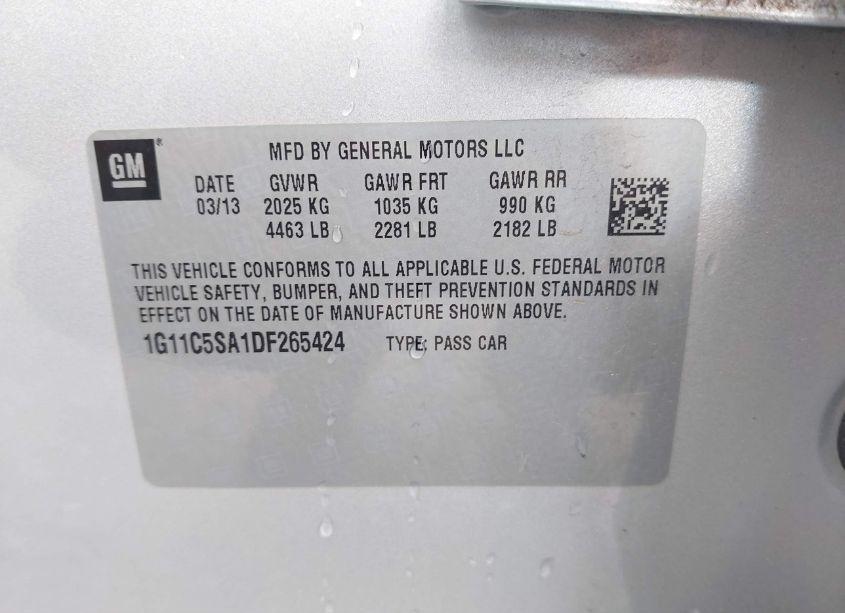 Photo 9 of 2013 Chevrolet Malibu 1LT (VIN 1G11C5SA1DF265424)