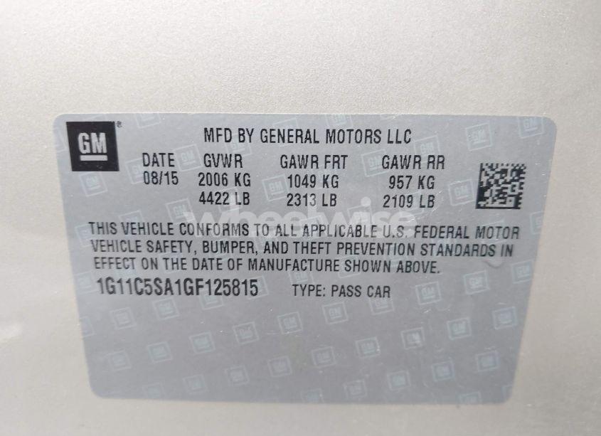 Photo 9 of 2016 Chevrolet Malibu LIMITED LT (VIN 1G11C5SA1GF125815)