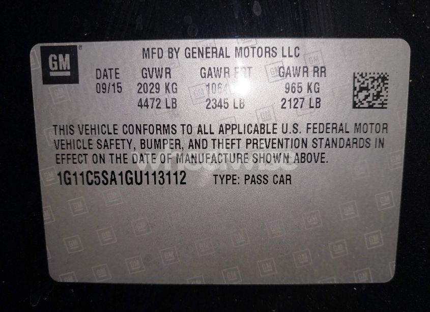 Photo 9 of 2016 Chevrolet Malibu LIMITED LT (VIN 1G11C5SA1GU113112)