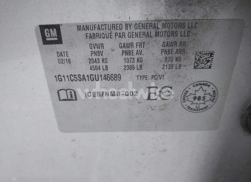 Photo 9 of 2016 Chevrolet Malibu LIMITED LT (VIN 1G11C5SA1GU146689)