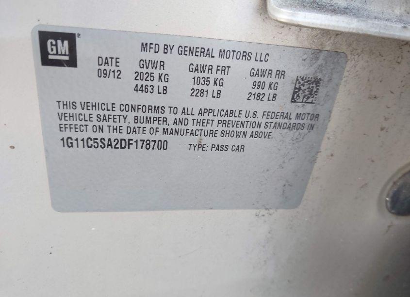 Photo 9 of 2013 Chevrolet Malibu 1LT (VIN 1G11C5SA2DF178700)