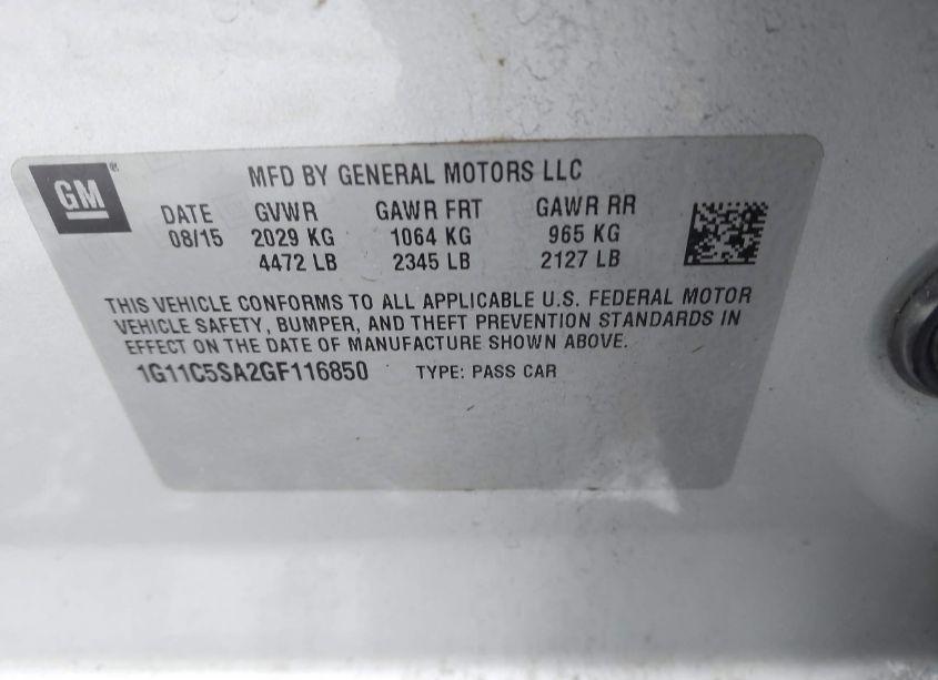 Photo 9 of 2016 Chevrolet Malibu LIMITED LT (VIN 1G11C5SA2GF116850)