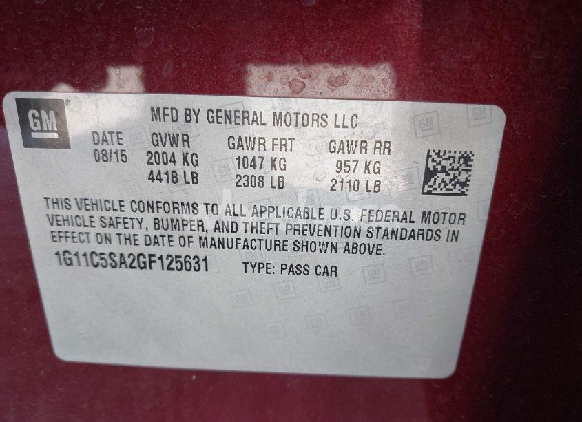 Photo 9 of 2016 Chevrolet Malibu LIMITED LT (VIN 1G11C5SA2GF125631)