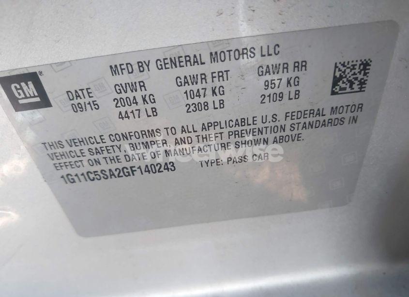 Photo 9 of 2016 Chevrolet Malibu LIMITED LT (VIN 1G11C5SA2GF140243)