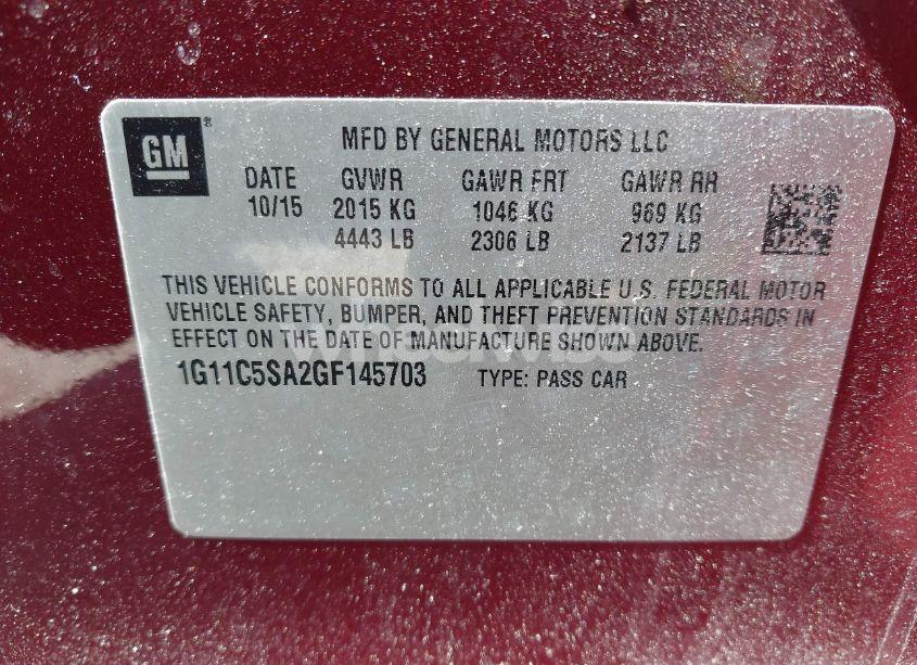 Photo 9 of 2016 Chevrolet Malibu LIMITED LT (VIN 1G11C5SA2GF145703)