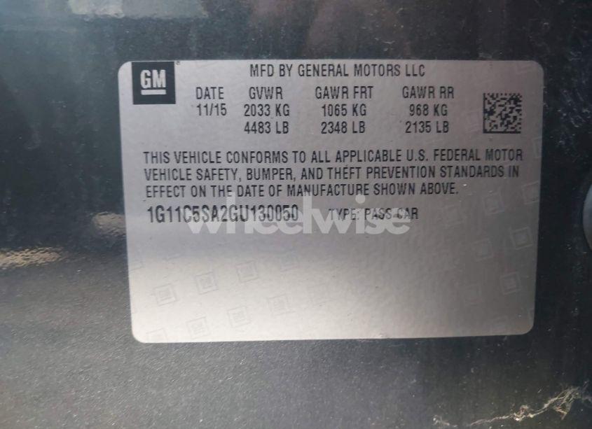 Photo 9 of 2016 Chevrolet Malibu LIMITED LT (VIN 1G11C5SA2GU130050)