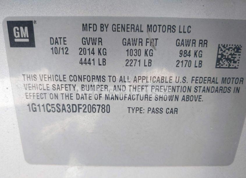 Photo 9 of 2013 Chevrolet Malibu 1LT (VIN 1G11C5SA3DF206780)