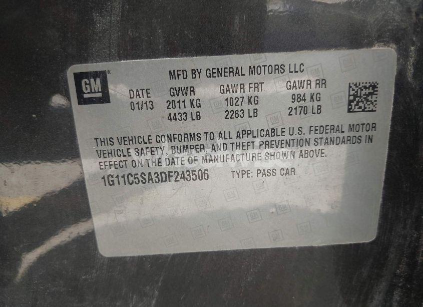 Photo 9 of 2013 Chevrolet Malibu 1LT (VIN 1G11C5SA3DF243506)