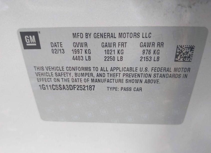 Photo 9 of 2013 Chevrolet Malibu 1LT (VIN 1G11C5SA3DF252187)