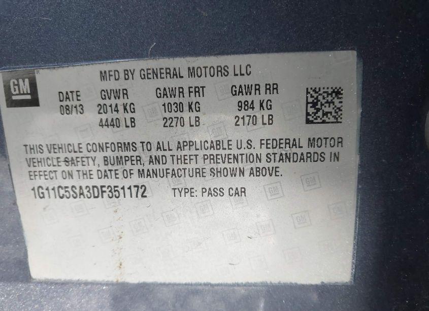 Photo 9 of 2013 Chevrolet Malibu 1LT (VIN 1G11C5SA3DF351172)
