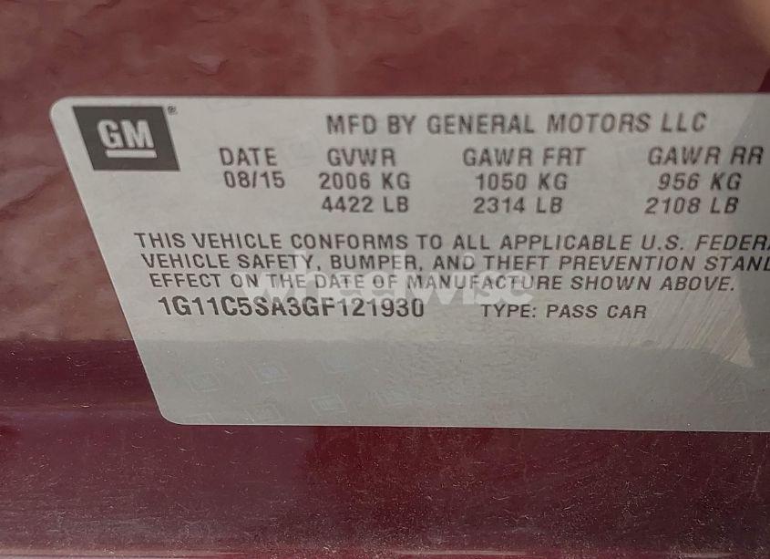 Photo 9 of 2016 Chevrolet Malibu LIMITED LT (VIN 1G11C5SA3GF121930)