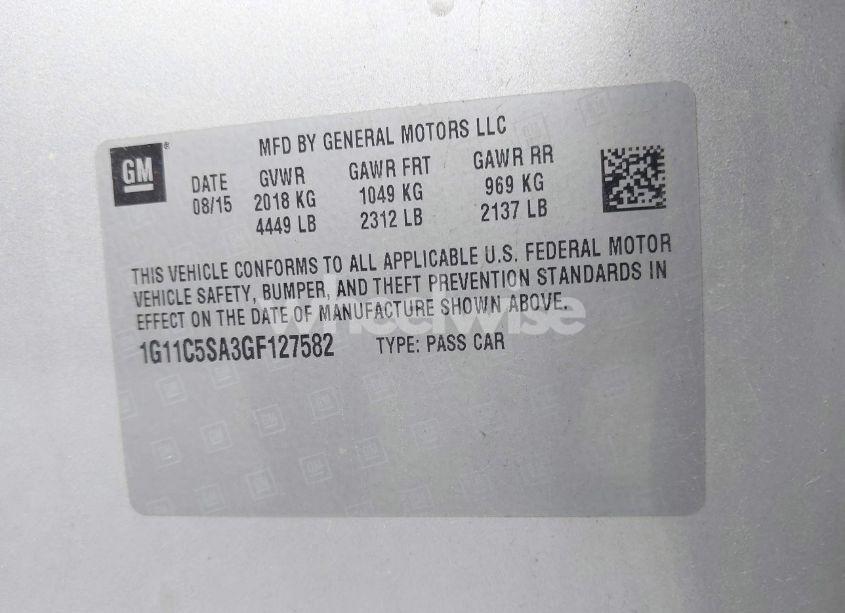 Photo 9 of 2016 Chevrolet Malibu LIMITED LT (VIN 1G11C5SA3GF127582)