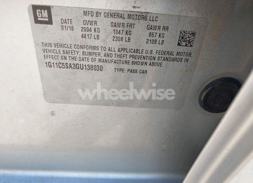 Photo 9 of 2016 Chevrolet Malibu LIMITED LT (VIN 1G11C5SA3GU138030)