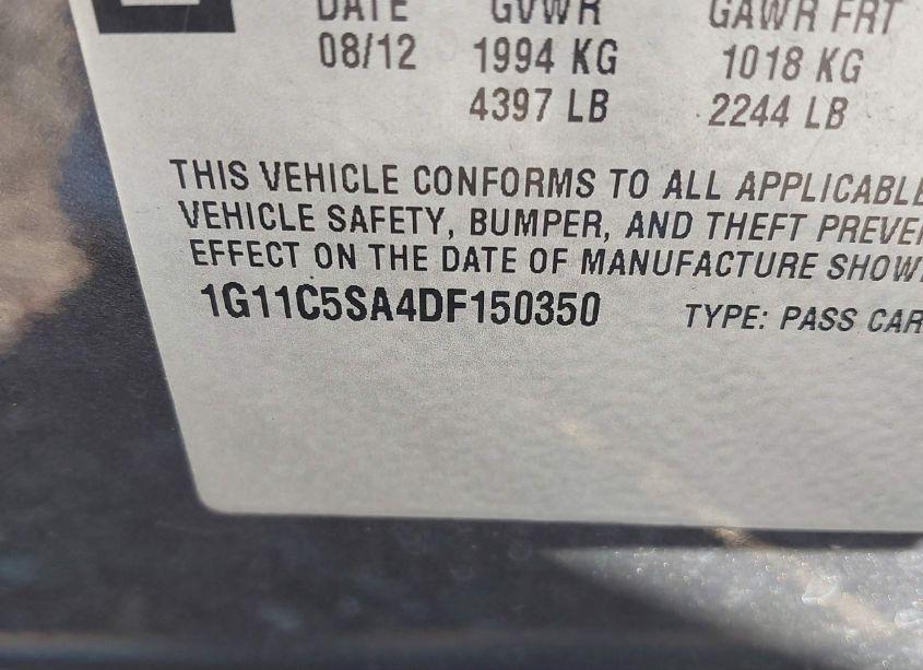 Photo 9 of 2013 Chevrolet Malibu 1LT (VIN 1G11C5SA4DF150350)
