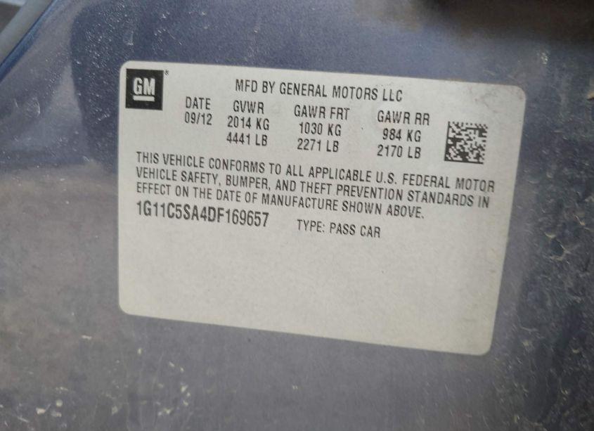Photo 9 of 2013 Chevrolet Malibu 1LT (VIN 1G11C5SA4DF169657)