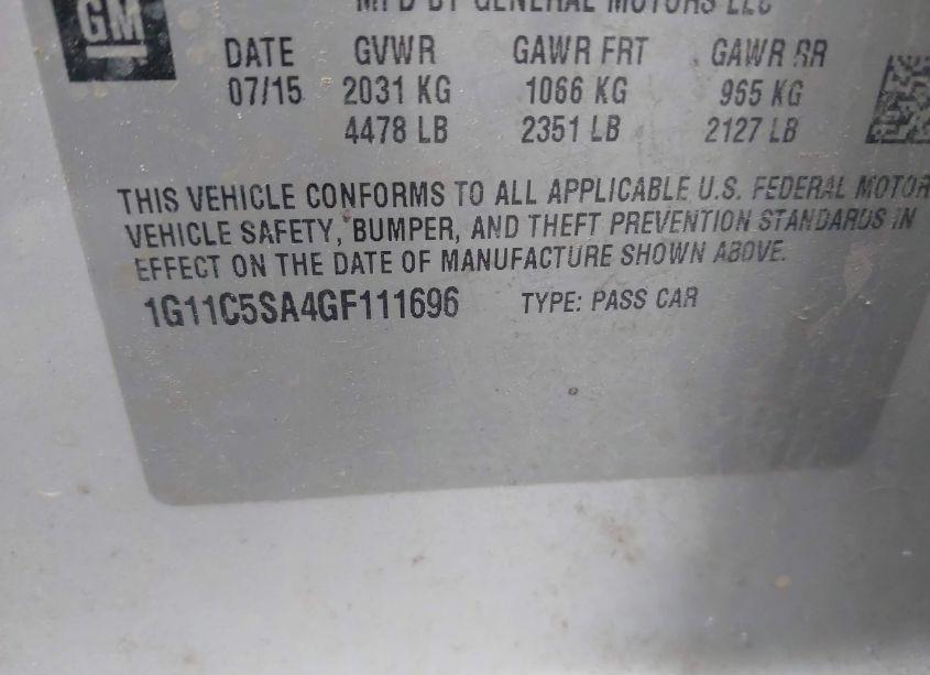 Photo 9 of 2016 Chevrolet Malibu LIMITED LT (VIN 1G11C5SA4GF111696)