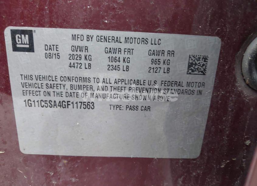 Photo 9 of 2016 Chevrolet Malibu LIMITED LT (VIN 1G11C5SA4GF117563)